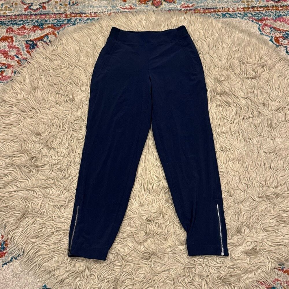 Athleta navy joggers with ankle zippers size 0